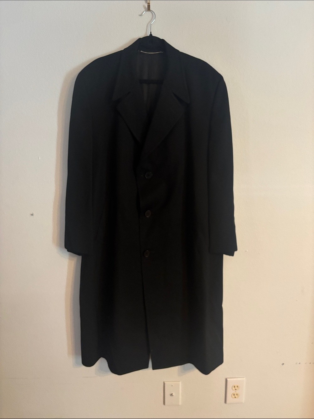 Hickey Freeman Black Long Single-Breasted Trench Coat